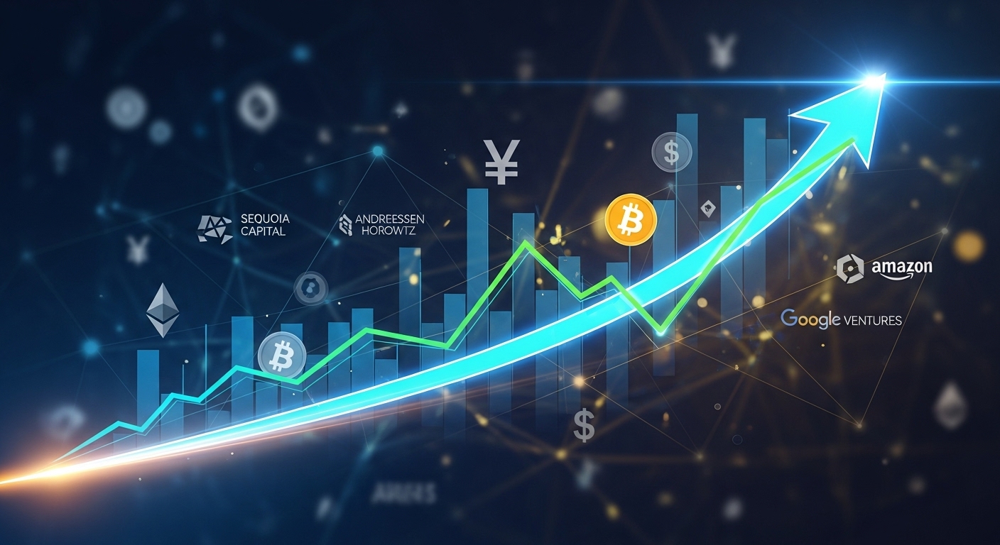 A dynamic illustration showing a graph with an upward trajectory, representing Anthropic's rapidly increasing valuation and revenue, with digital currency symbols and investor logos subtly integrated into the background. - Anthropic Secures $13 Billion Series F Funding, Valuation Soars to $183 Billion