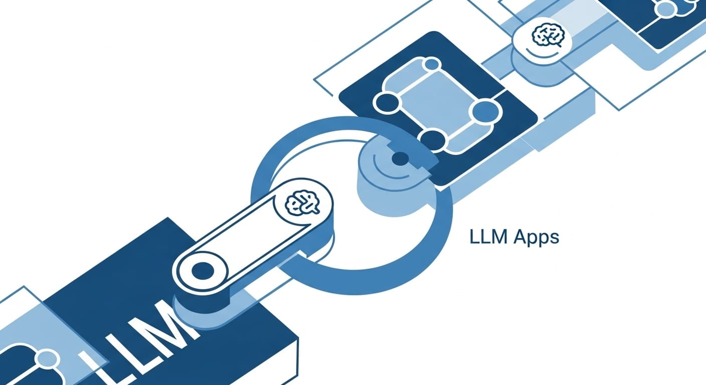 Screenshot showing LangChain code execution in a terminal, demonstrating a simple LLM interaction for building AI applications.