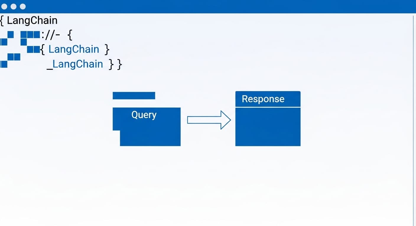 A detailed, specific prompt showing the AI tool in action, possibly a screenshot of a simple LangChain code execution in a terminal or Jupyter notebook showing a query and response. - Mastering LangChain: Build Powerful LLM Apps
