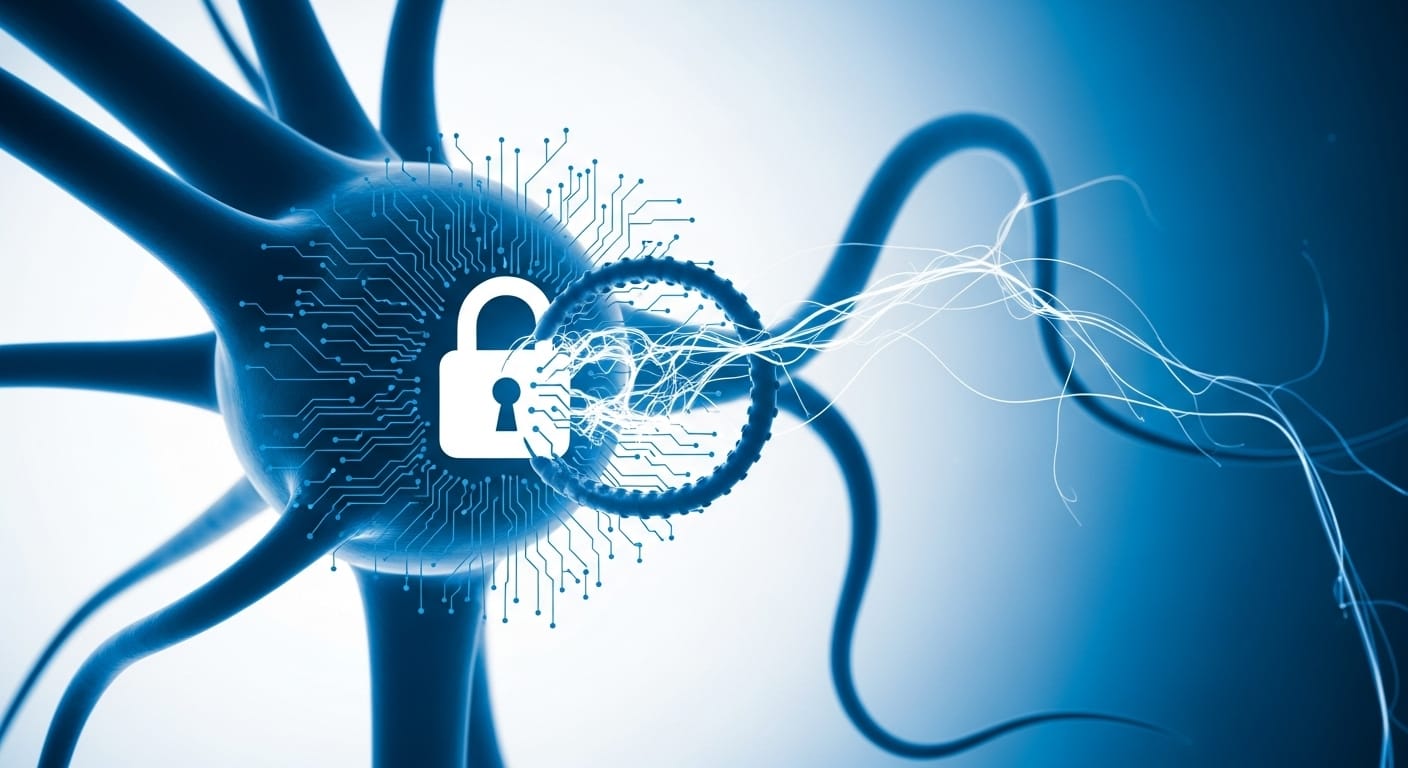 Digital lock with AI-generated code, symbolizing PromptLock AI-powered ransomware and emerging cyber threats.